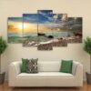 Seagull Shore - Nature 5 Panel Canvas Art Wall Decor