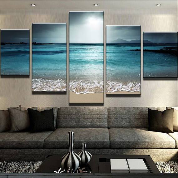 Seascape Ocean - Nature 5 Panel Canvas Art Wall Decor Seascape Ocean - Nature 5 Panel Canvas Art Wall Decor