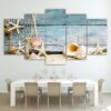 Seashells Beach Decor - Ocean 5 Panel Canvas Art Wall Decor