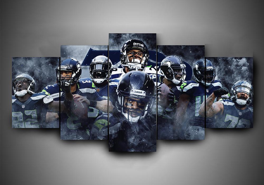 Seattle Seahawks 1 - Sport 5 Panel Canvas Art Wall Decor Seattle Seahawks 1 - Sport 5 Panel Canvas Art Wall Decor