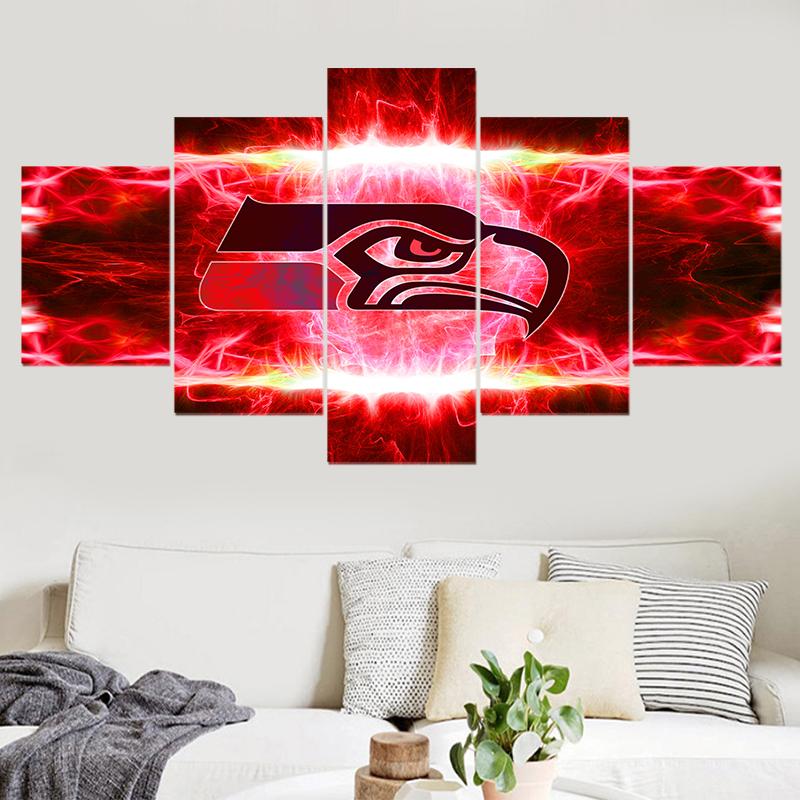 Seattle Seahawks Creative Logo - Sport 5 Panel Canvas Art Wall Decor Seattle Seahawks Creative Logo - Sport 5 Panel Canvas Art Wall Decor