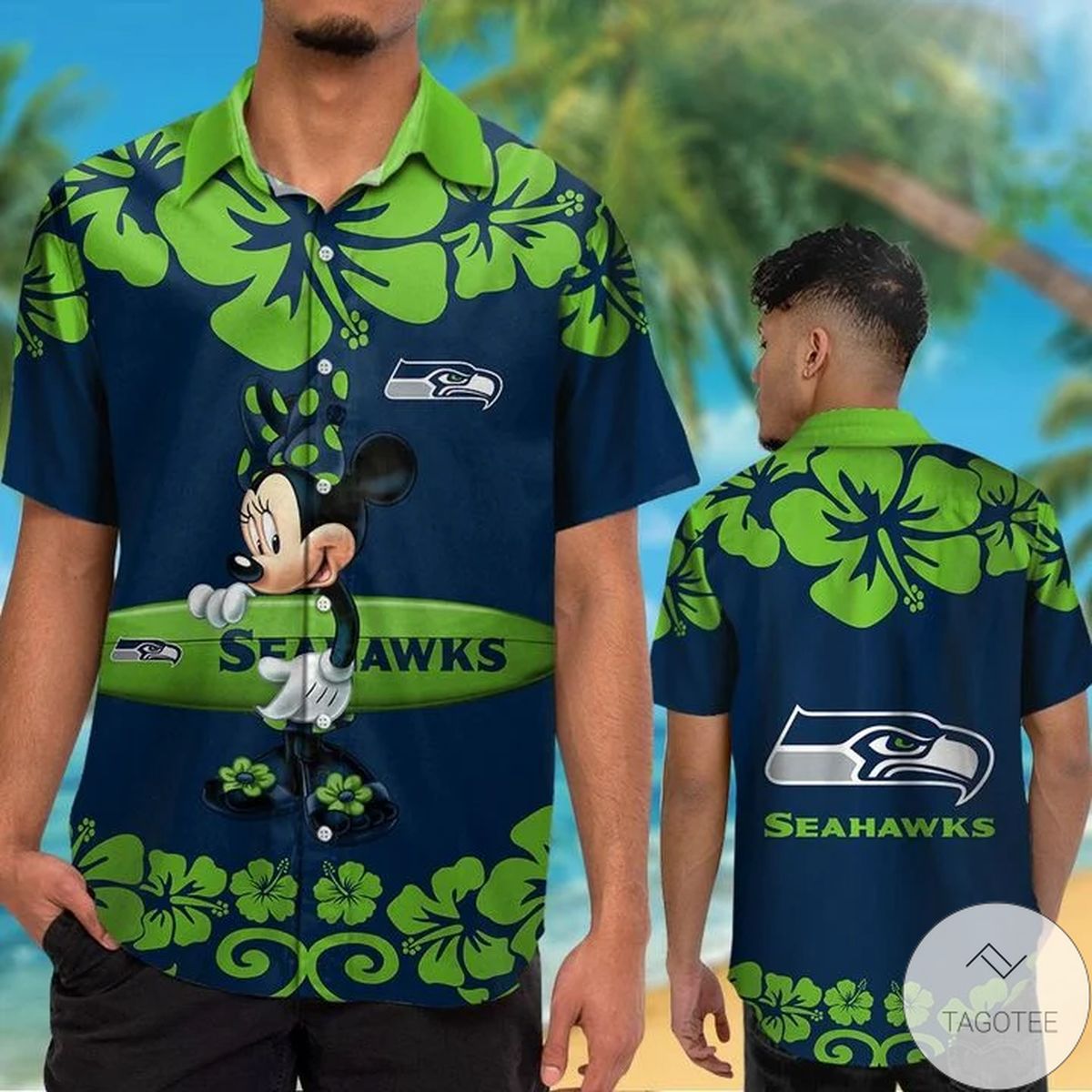 Seattle Seahawks & Minnie Mouse Hawaiian Shirt Seattle Seahawks & Minnie Mouse Hawaiian Shirt