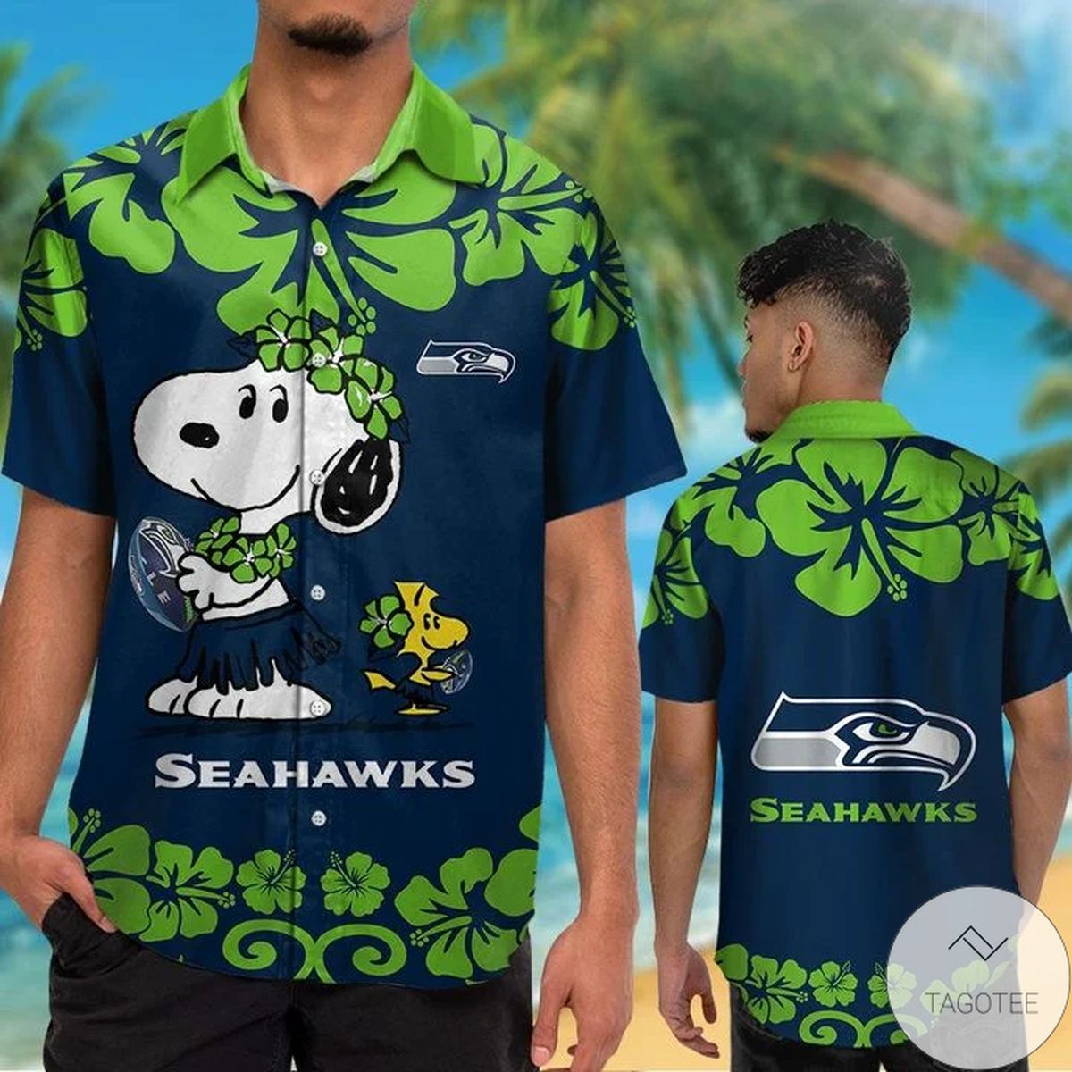 Seattle Seahawks & Snoopy Hawaiian Shirt Seattle Seahawks & Snoopy Hawaiian Shirt