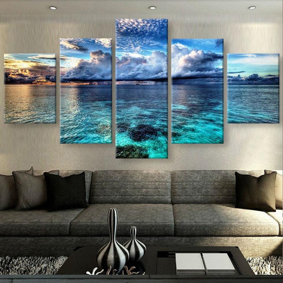 Seaview Cloud Sky - Nature 5 Panel Canvas Art Wall Decor Seaview Cloud Sky - Nature 5 Panel Canvas Art Wall Decor