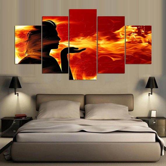Seducing Smoke - Abstract 5 Panel Canvas Art Wall Decor Seducing Smoke - Abstract 5 Panel Canvas Art Wall Decor