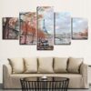 Seine Eiffel Tower Paris France Painting - Nature 5 Panel Canvas Art Wall Decor