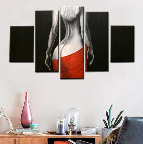 Sexy Girl Back Oil Beauty - Abstract 5 Panel Canvas Art Wall Decor Sexy Girl Back Oil Beauty - Abstract 5 Panel Canvas Art Wall Decor
