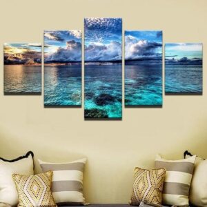 Shallow Tropical Sea - Ocean 5 Panel Canvas Art Wall Decor