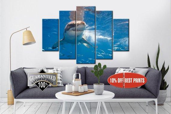 Shark 9 - Animal 5 Panel Canvas Art Wall Decor Shark 9 - Animal 5 Panel Canvas Art Wall Decor