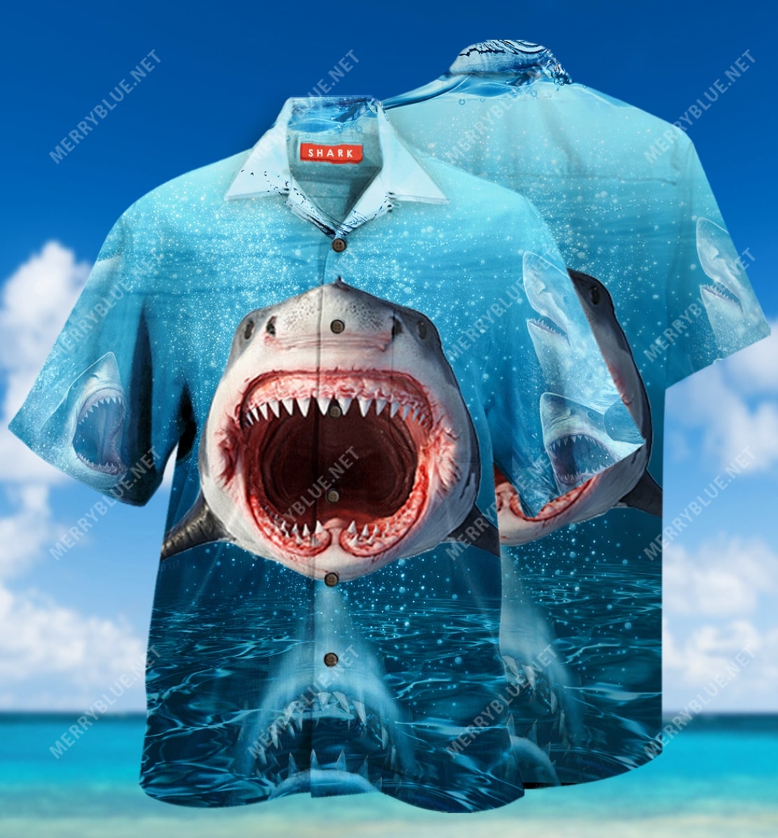 Shark Face All Over Printed Hawaiian Shirt Shark Face All Over Printed Hawaiian Shirt