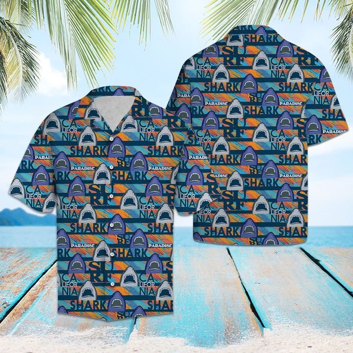 Shark Paradise Hawaiian Shirt Summer Button Up Shark Paradise Hawaiian Shirt Summer Button Up