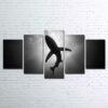 Shark Silhouette V2 - Nature Animal 5 Panel Canvas Art Wall Decor