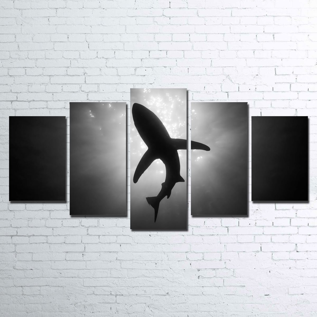 Shark Silhouette V2 - Nature Animal 5 Panel Canvas Art Wall Decor Shark Silhouette V2 - Nature Animal 5 Panel Canvas Art Wall Decor
