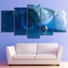 Shark Surf The Waves - Ocean 5 Panel Canvas Art Wall Decor