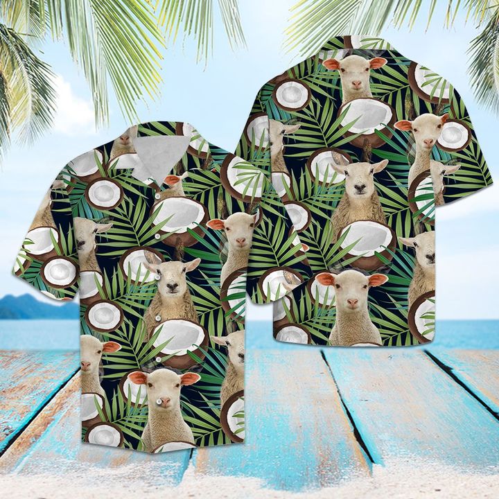 Sheep Coconut Tropical Hawaiian Shirt Summer Button Up Sheep Coconut Tropical Hawaiian Shirt Summer Button Up
