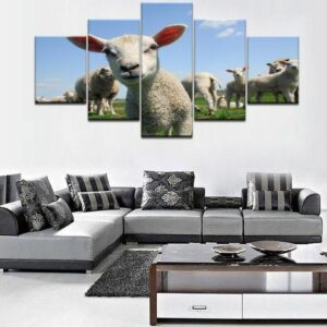 Sheep - Animal 5 Panel Canvas Art Wall Decor