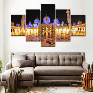 Sheikh Zayed Mosque 01 - Nature 5 Panel Canvas Art Wall Decor