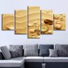 Shell And Compass Sand - Nature 5 Panel Canvas Art Wall Decor