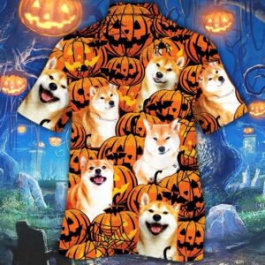 Shiba Inu Dog Halloween Pumpkin Hawaiian Shirt