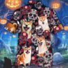 Shiba Inu Dog Sugar Skull Floral Hawaiian Shirt