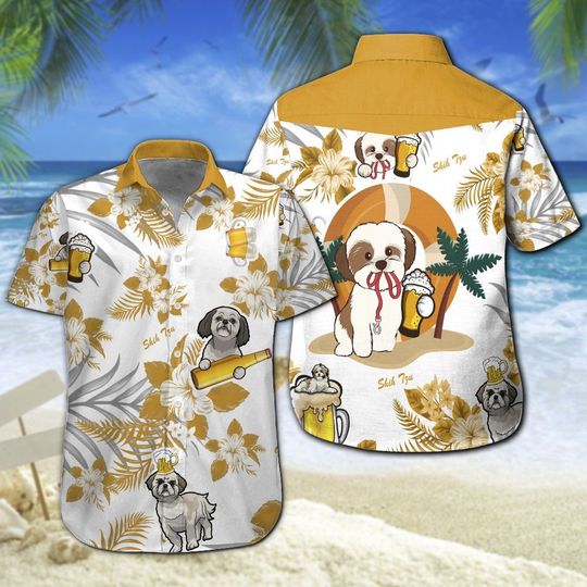 Shih Tzu Beer Hawaiian Shirt Summer Button Up Shih Tzu Beer Hawaiian Shirt Summer Button Up