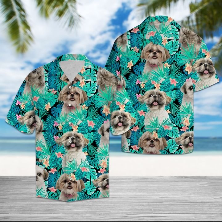 Shih Tzu Tropical Hawaiian Shirt Summer Button Up Shih Tzu Tropical Hawaiian Shirt Summer Button Up