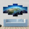 Shining Blue Planet - Space 5 Panel Canvas Art Wall Decor