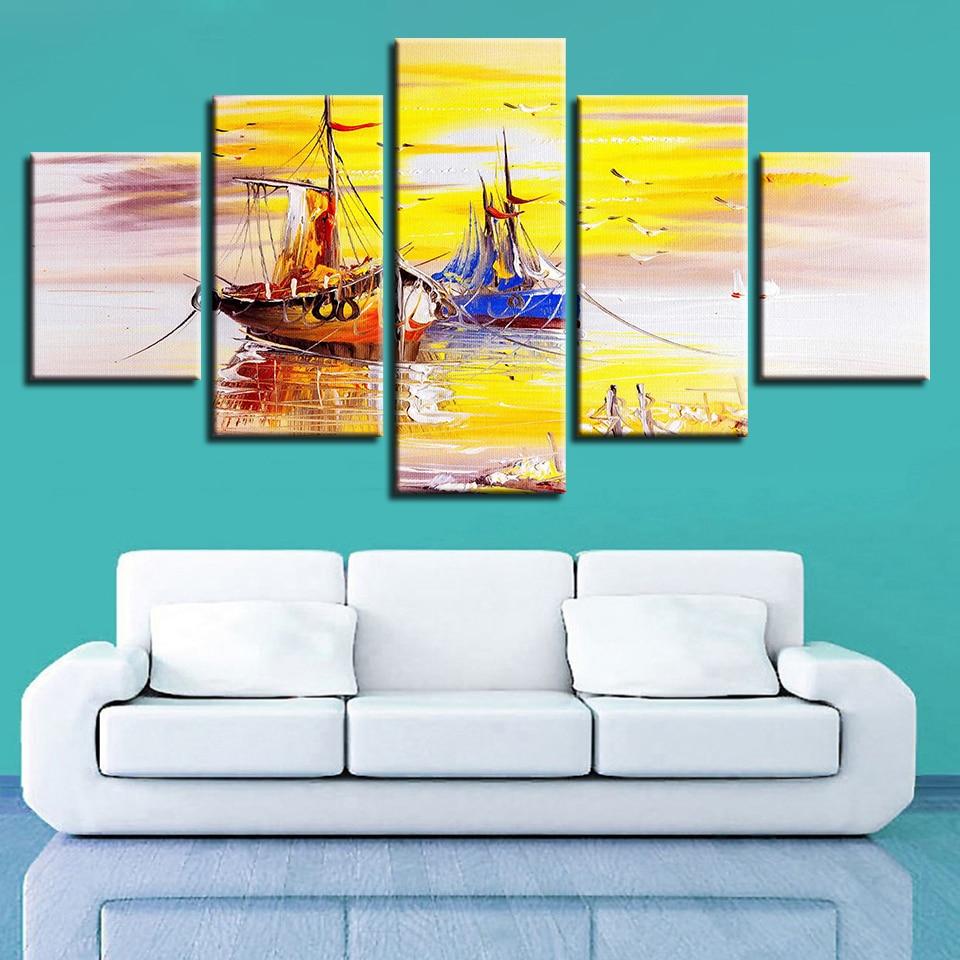 Ship Beautiful - Abstract 5 Panel Canvas Art Wall Decor Ship Beautiful - Abstract 5 Panel Canvas Art Wall Decor