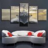 Ship Sunset 2 - Space 5 Panel Canvas Art Wall Decor