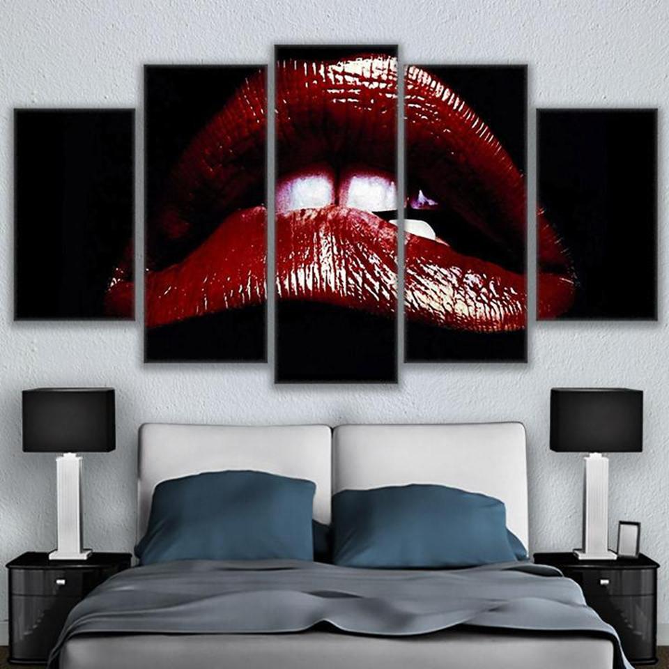 Show Lips - Abstract 5 Panel Canvas Art Wall Decor Show Lips - Abstract 5 Panel Canvas Art Wall Decor