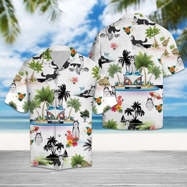 Siberian Husky Vacation Hawaiian Shirt Summer Button Up Siberian Husky Vacation Hawaiian Shirt Summer Button Up