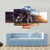 Side View Of Professional Baseball Players On The Grand Arena - Sport 5 Panel Canvas Art Wall Decor