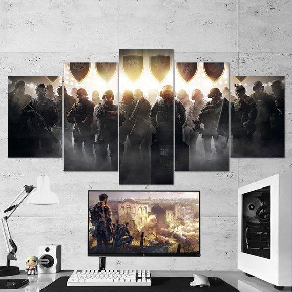 Siege Operators - Gaming 5 Panel Canvas Art Wall Decor Siege Operators - Gaming 5 Panel Canvas Art Wall Decor