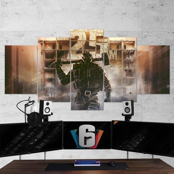Siege Sledge - Gaming 5 Panel Canvas Art Wall Decor Siege Sledge - Gaming 5 Panel Canvas Art Wall Decor