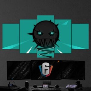 Six Siege Minimalist Logo - Gaming 5 Panel Canvas Art Wall Decor