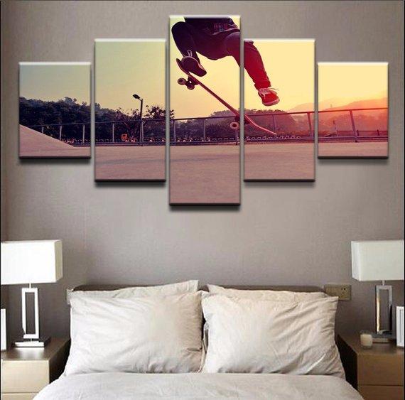 Skateboarder 8 - Sport 5 Panel Canvas Art Wall Decor Skateboarder 8 - Sport 5 Panel Canvas Art Wall Decor