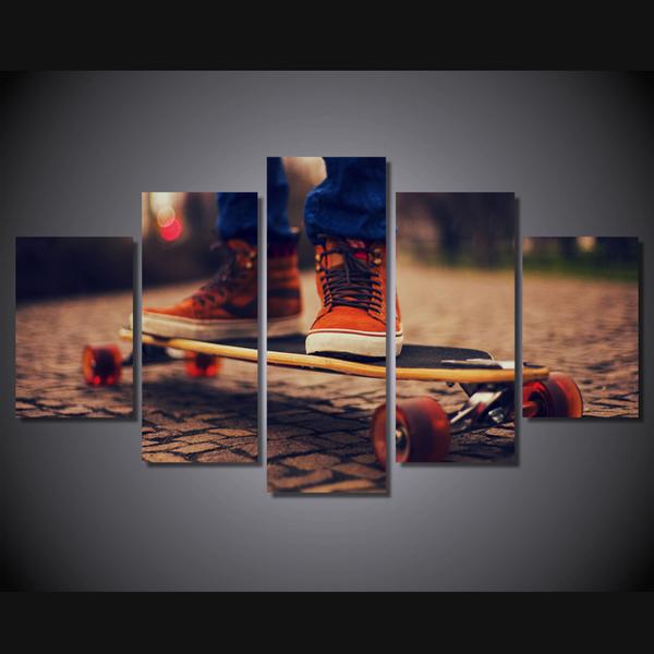 Skateboarder On Skateboard - Sport 5 Panel Canvas Art Wall Decor Skateboarder On Skateboard - Sport 5 Panel Canvas Art Wall Decor