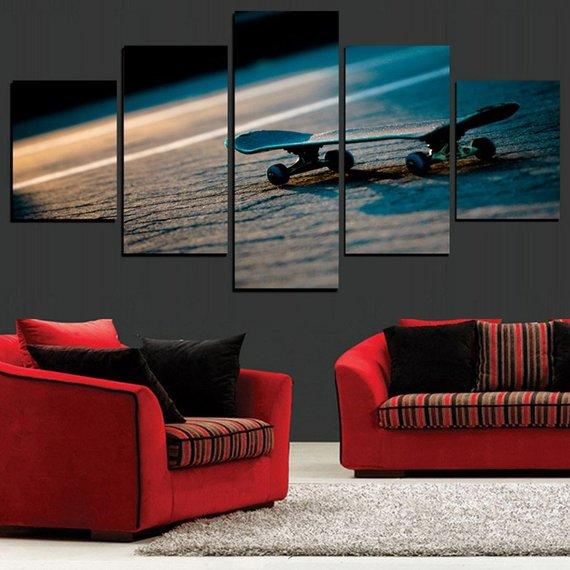 Skateboardig 10 - Sport 5 Panel Canvas Art Wall Decor Skateboardig 10 - Sport 5 Panel Canvas Art Wall Decor
