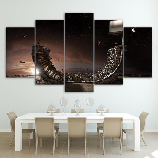 Skateboarding Halfpipe City - Sport 5 Panel Canvas Art Wall Decor Skateboarding Halfpipe City - Sport 5 Panel Canvas Art Wall Decor