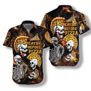Skeleton Death Before Pizza Hawaiiian Shirt