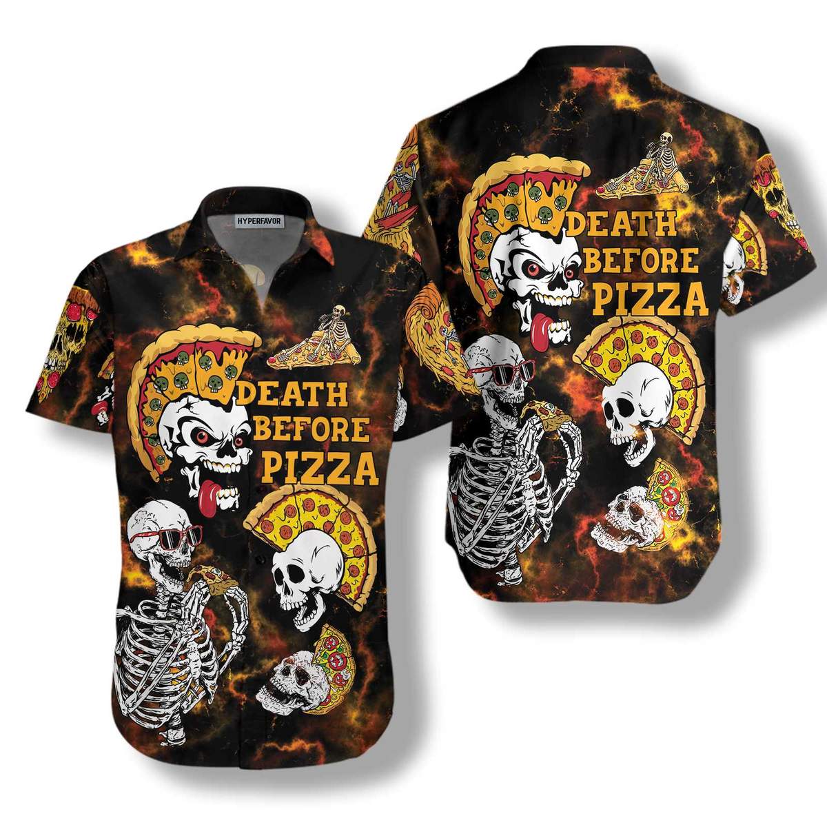 Skeleton Death Before Pizza Hawaiiian Shirt Skeleton Death Before Pizza Hawaiiian Shirt