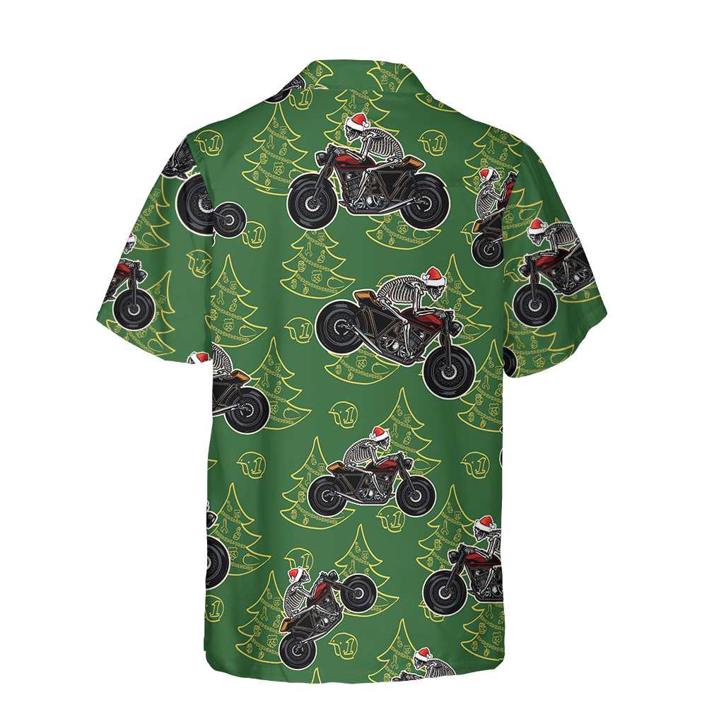 Skeleton Riding Motorcycle Christmas Hawaiian Shirt Skeleton Riding Motorcycle Christmas Hawaiian Shirt