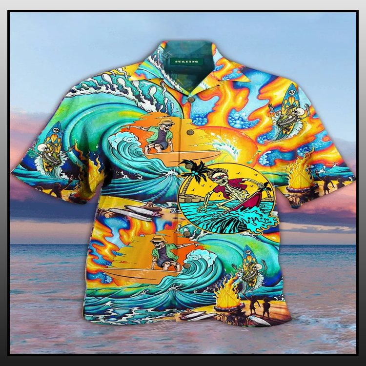 Skeleton Surfing Hawaiian Shirt Skeleton Surfing Hawaiian Shirt