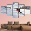 Skier Skiing Downhill - Sport 5 Panel Canvas Art Wall Decor