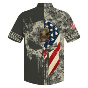 Skull American Flag Us Army Veteran  Hawaiian Shirt
