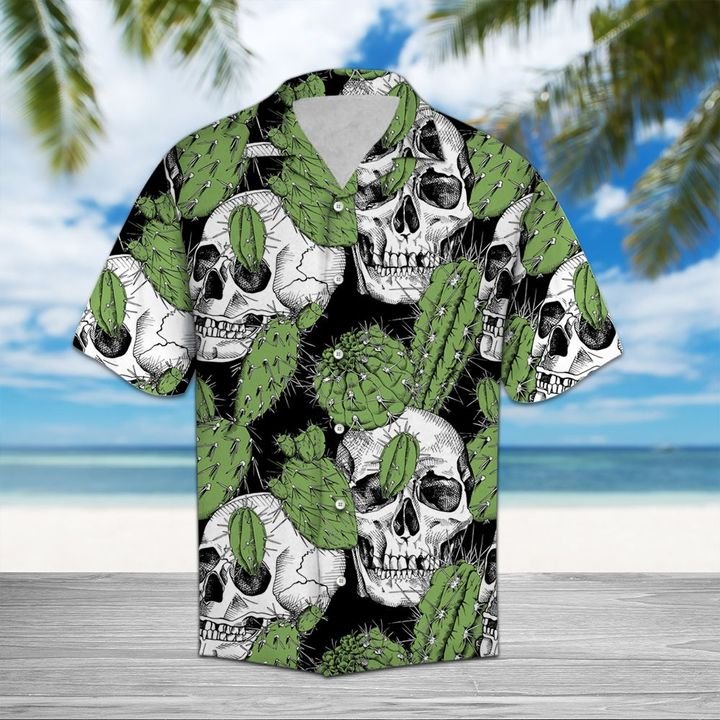Skull And Cactus Hawaiian Shirt Summer Button Up Skull And Cactus Hawaiian Shirt Summer Button Up