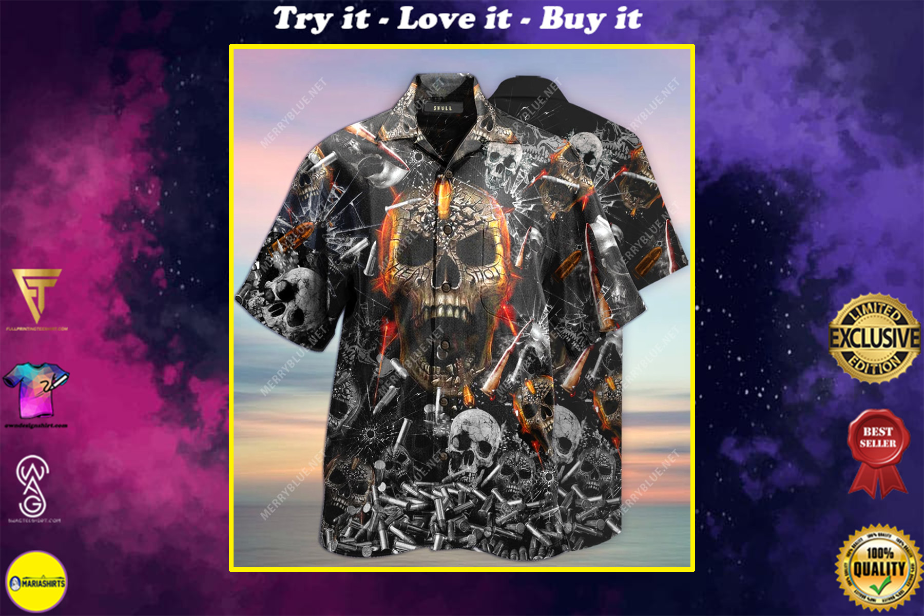 Skull And Fire Full Printing Hawaiian Shirt Skull And Fire Full Printing Hawaiian Shirt