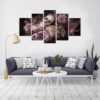 Skull And Roses - Abstract 5 Panel Canvas Art Wall Decor