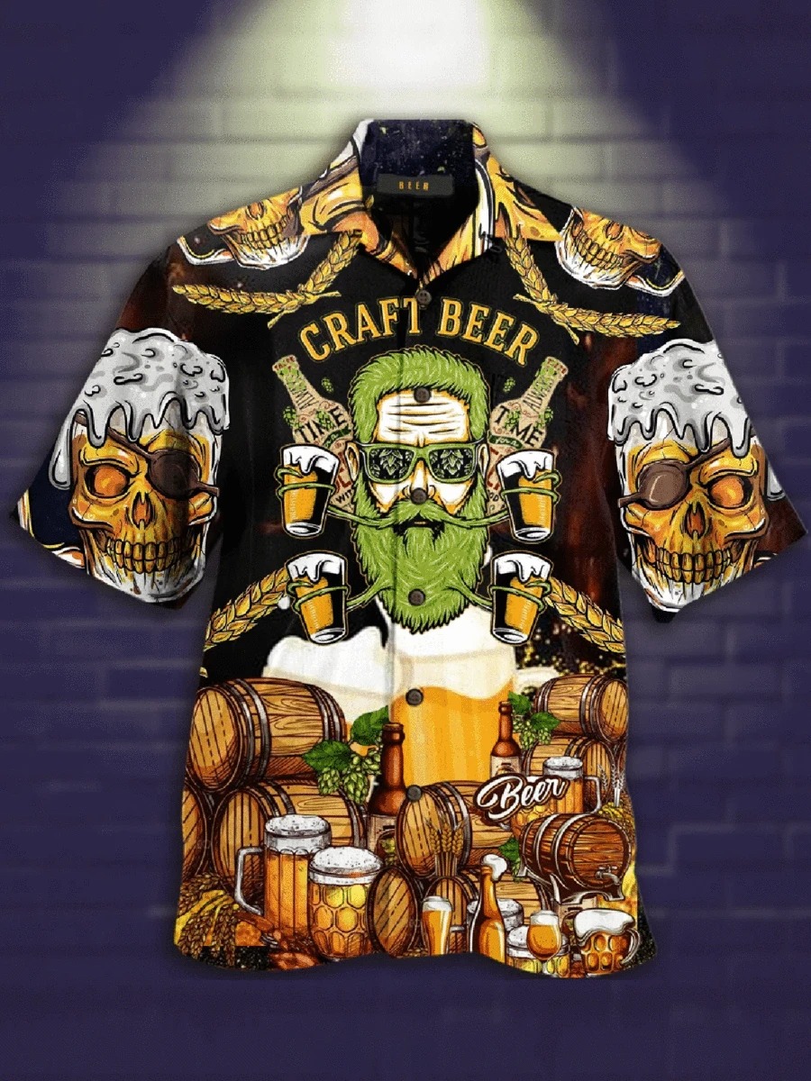 Skull Barley Craft Beer Hawaiian Shirt Skull Barley Craft Beer Hawaiian Shirt