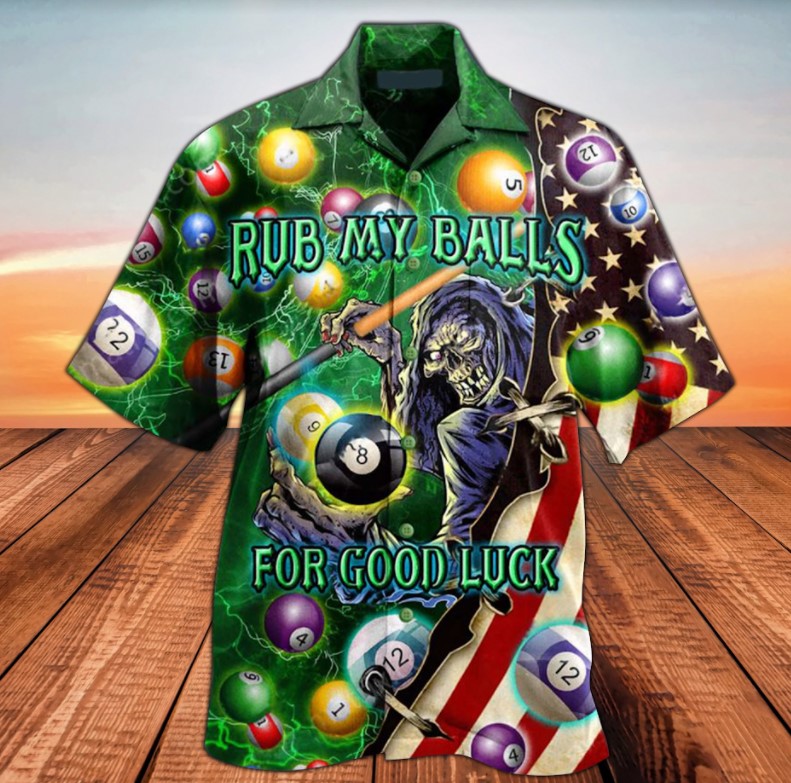 Skull Billiard Rub My Balls For Good Luck Hawaiian Shirt Skull Billiard Rub My Balls For Good Luck Hawaiian Shirt